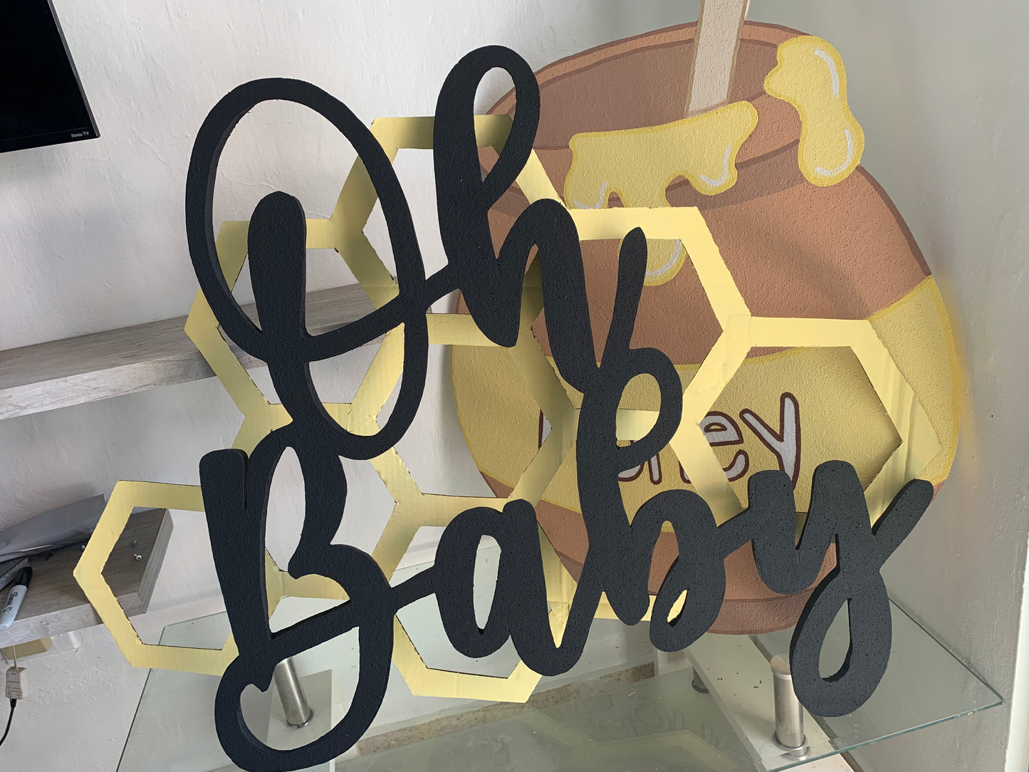 "Oh Baby" black name letters for Winnie the Pooh decoration or baby shower event celebration