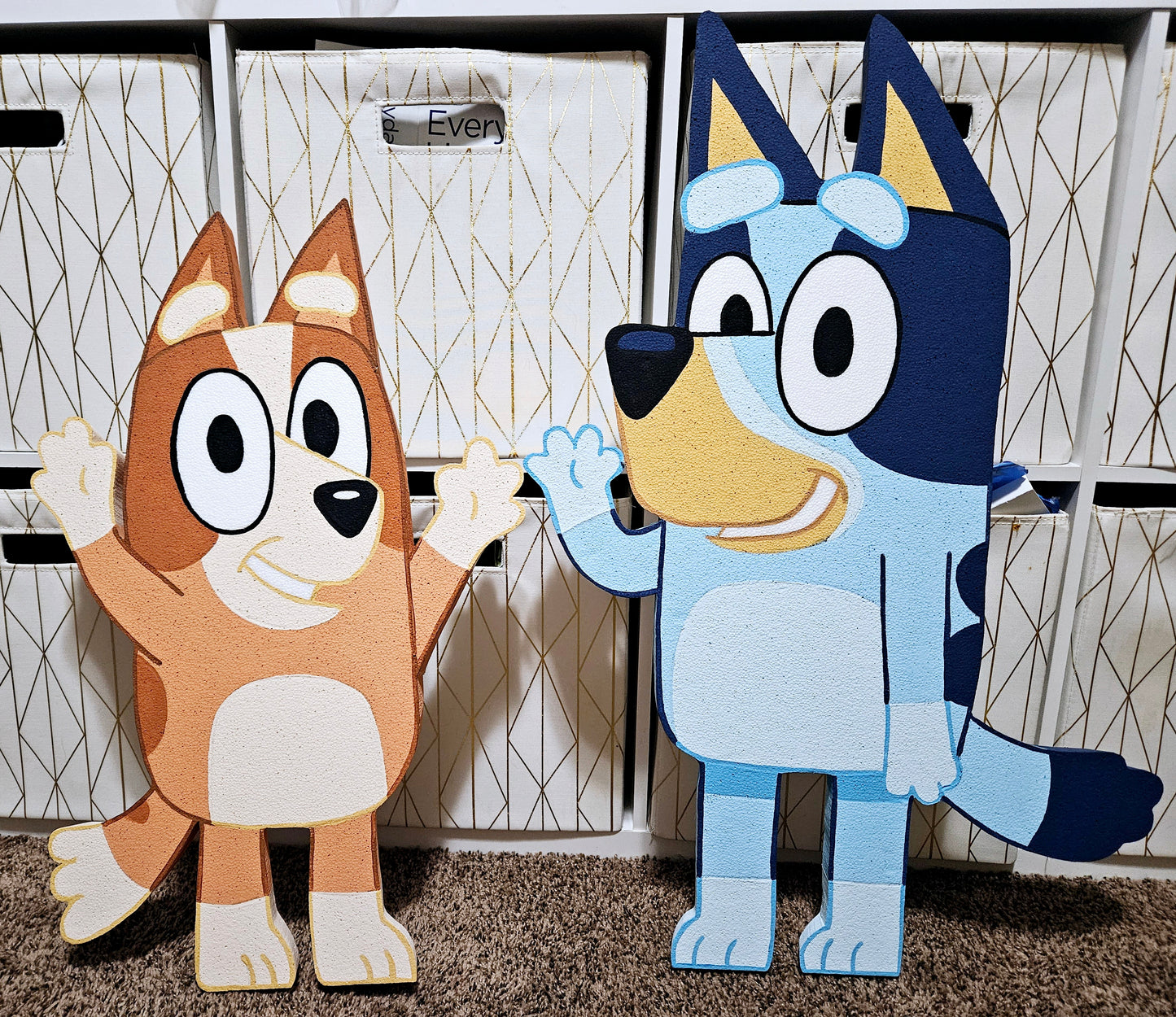 1 Bluey and 1 Bingo Handmade Cutout foam set