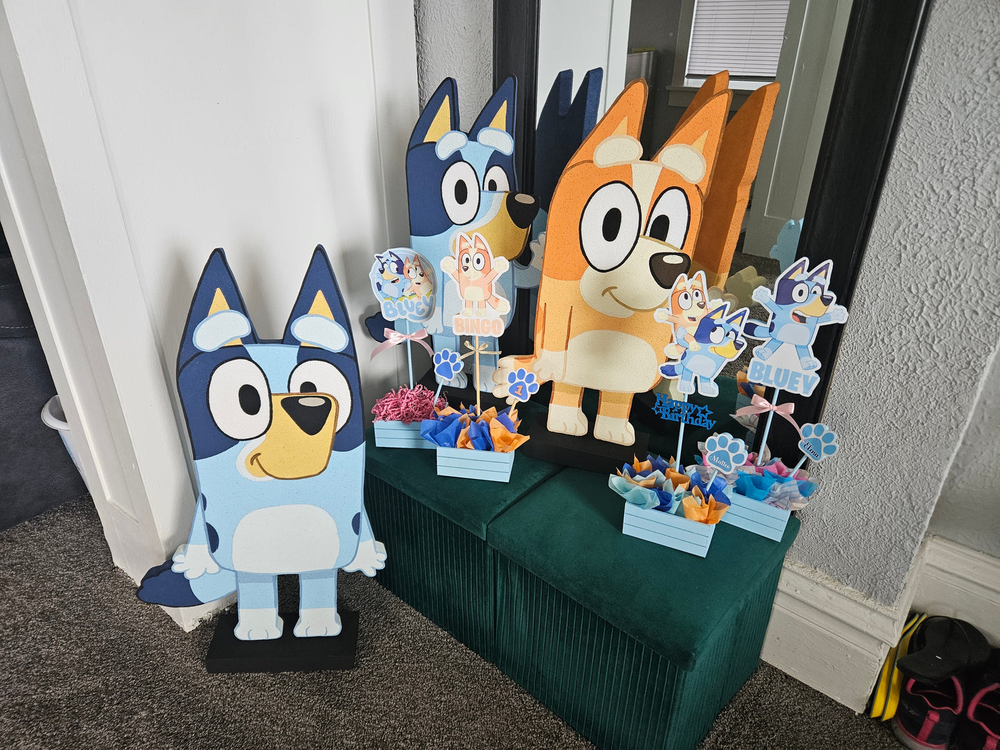 1 Bluey and 1 Bingo Handmade Cutout foam set