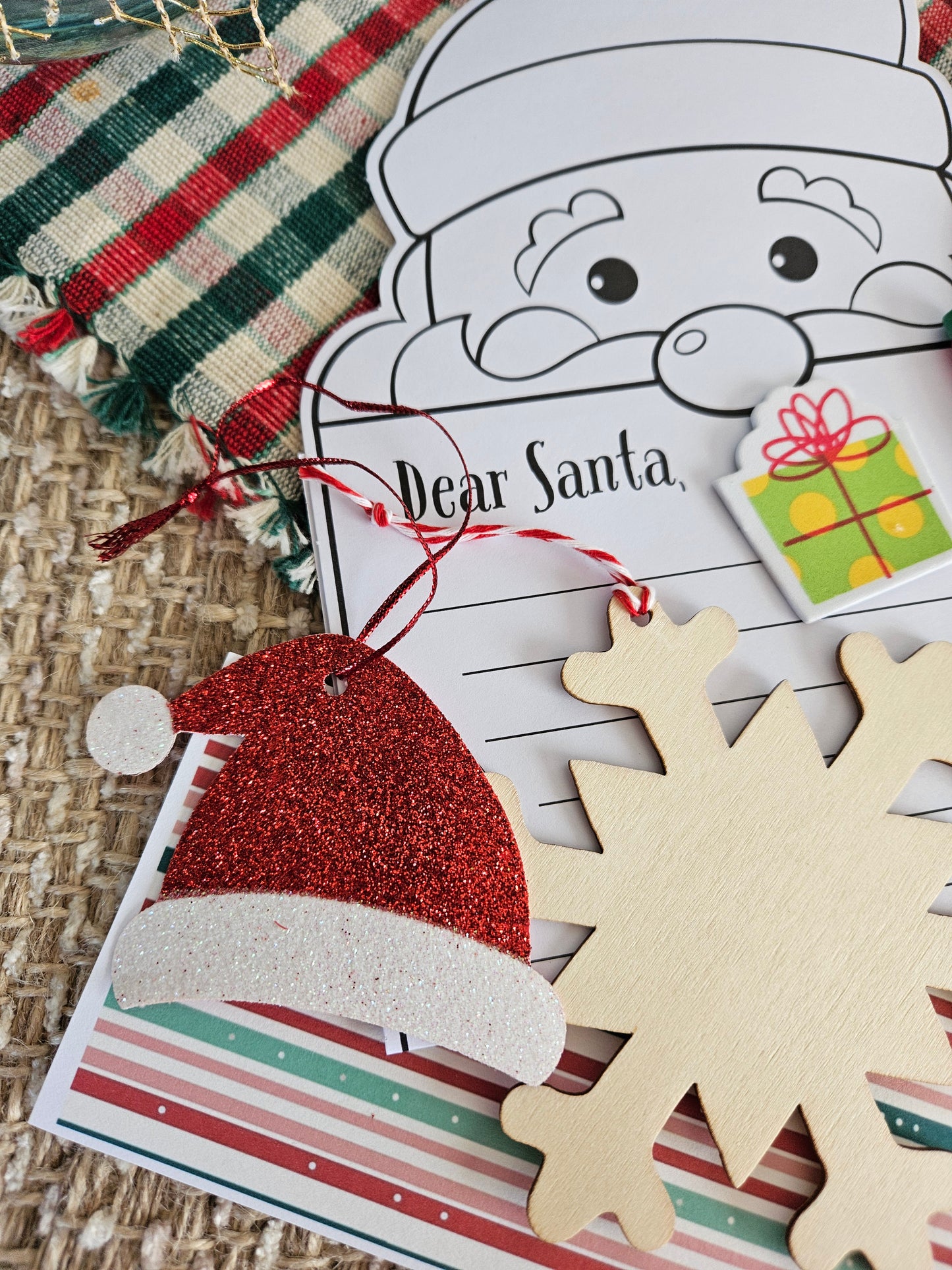 DIY Christmas Gift Set: Wooden Ornaments, Paints, Stickers, and Santa Letter