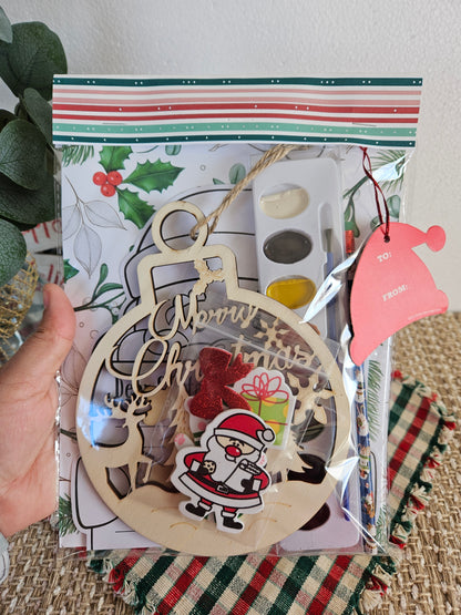 DIY Christmas Gift Set: Wooden Ornaments, Paints, Stickers, and Santa Letter