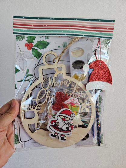 DIY Christmas Gift Set: Wooden Ornaments, Paints, Stickers, and Santa Letter