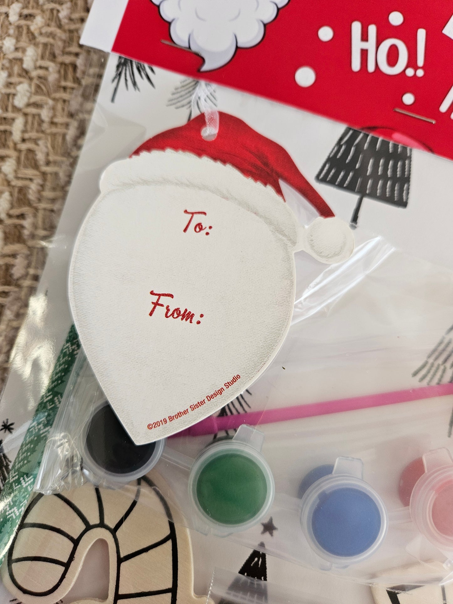 DIY Christmas Gift Set: Wooden Ornaments, Paints, Stickers, and Santa Letter