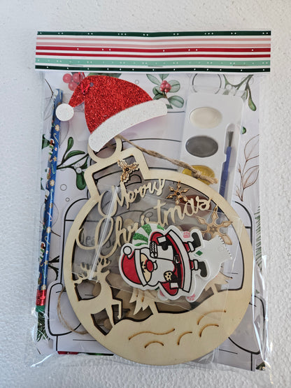 DIY Christmas Gift Set: Wooden Ornaments, Paints, Stickers, and Santa Letter