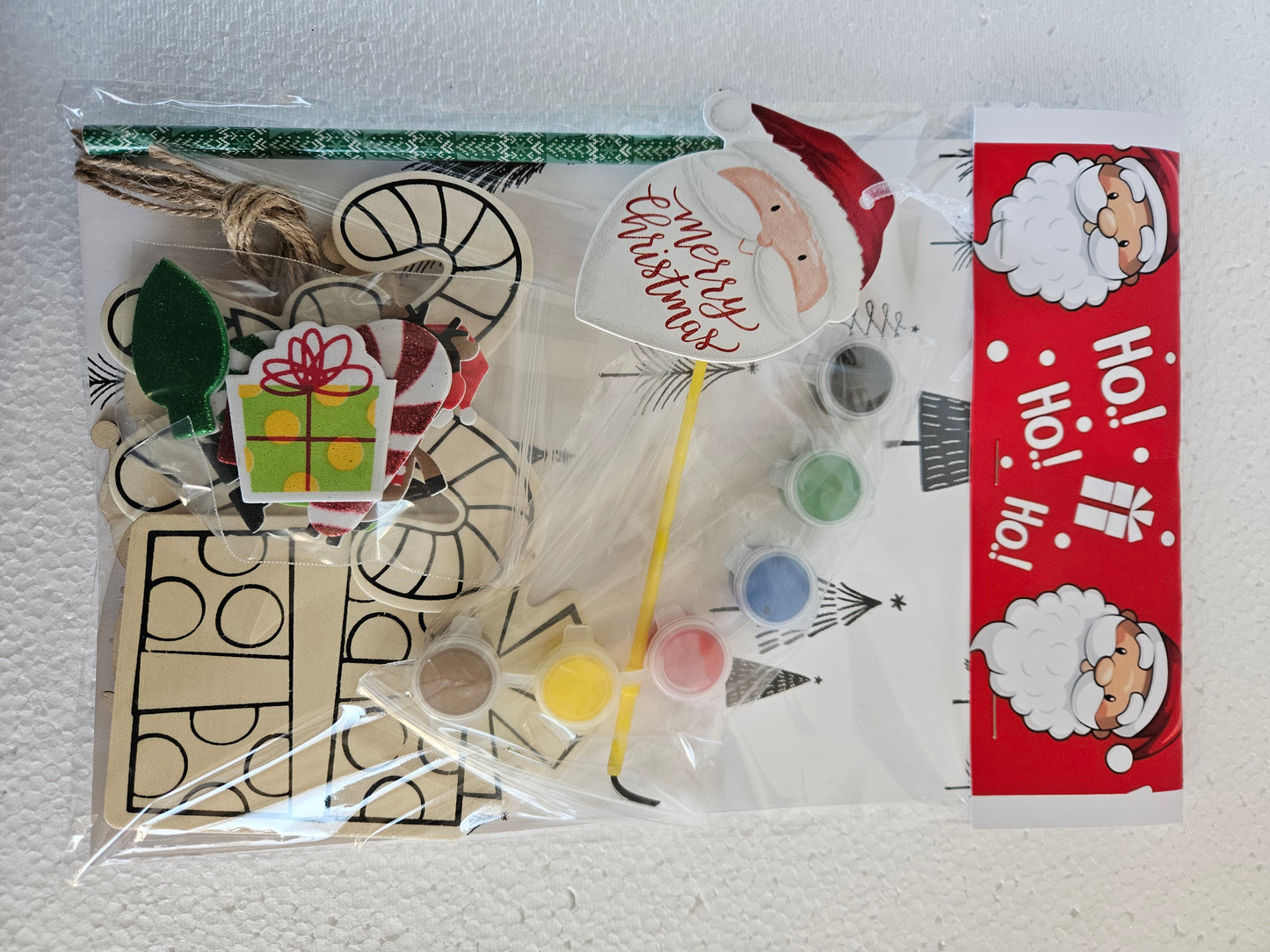 DIY Christmas Gift Set: Wooden Ornaments, Paints, Stickers, and Santa Letter