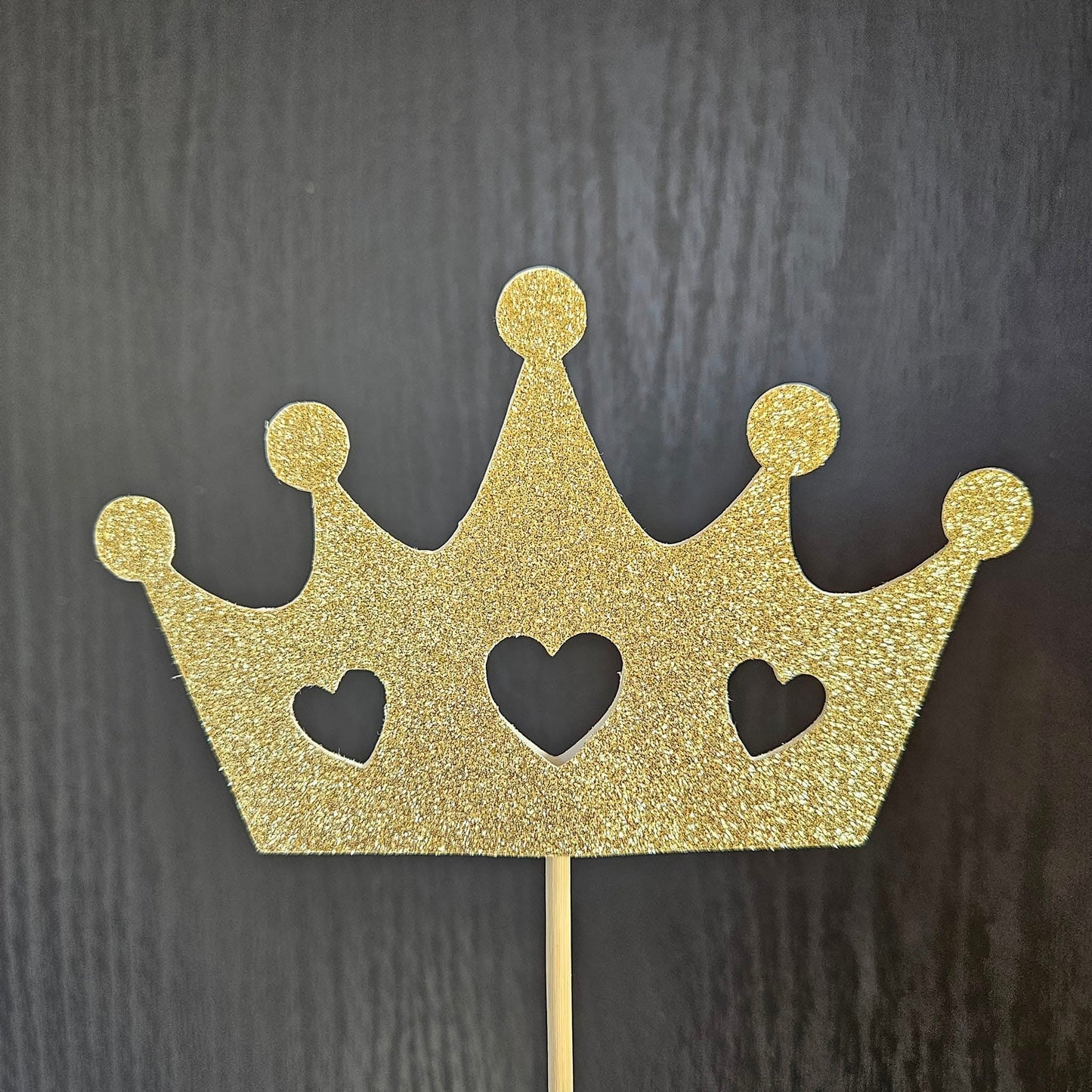 Set of 6 Crown with hearts centerpieces Toppers or use it as Cake Toppers with glittery cardstock for birthday Party Table Decorations Big 6 inch wide and handmade