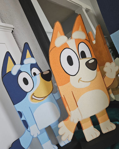 1 Bluey and 1 Bingo Handmade Cutout foam set