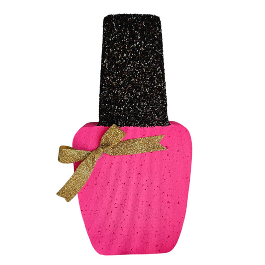 Elegant Custom Styrofoam Nail Polish handmade Cutout with Glitter Ribbon Perfect for Glam Parties & Events quinceañera 40 and fabulous