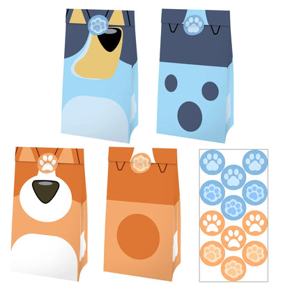 Bluey Family Theme Party Tote Bag Candy Box Gift Box Sticker Folding Paper Bag Snack Tray Popcorn Chip Box Paper Box Tableware