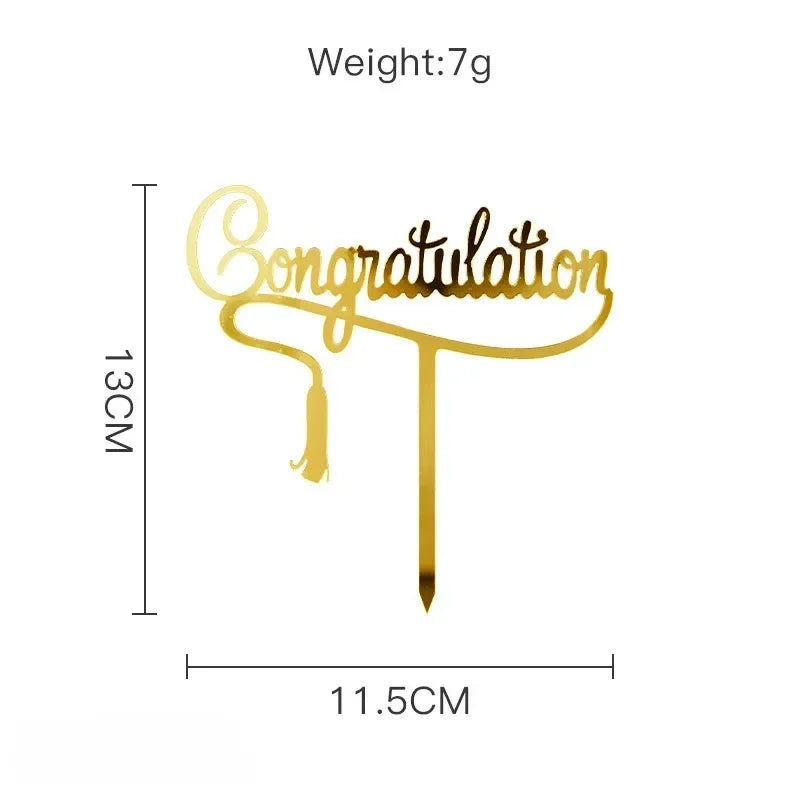 1/10pcs Gold Congratulations You Did It Grad Cake Topper Graduation Celebration  Decoration Party Supplies Baking Accessories