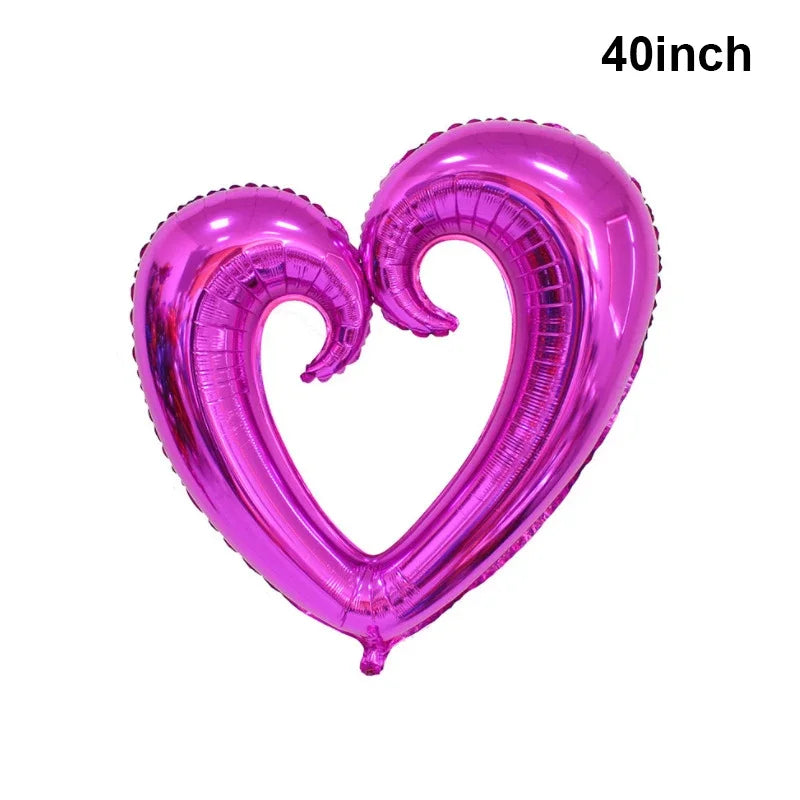 18/40inch Heart Foil Balloon Large Romantic Hook Heart Shape Helium Balloon for Valentines Day Wedding Party Decoration Supplies