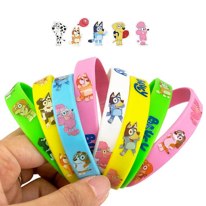 Anime Bluey Cartoon Silicone Bracelet Cute Dog Family Animated Pattern Wristband Multi-color Soft Rubber Bracelet Children Gift