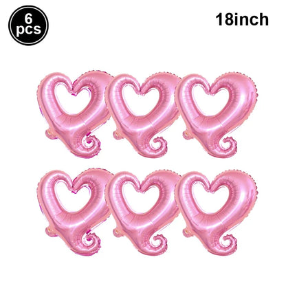 18/40inch Heart Foil Balloon Large Romantic Hook Heart Shape Helium Balloon for Valentines Day Wedding Party Decoration Supplies