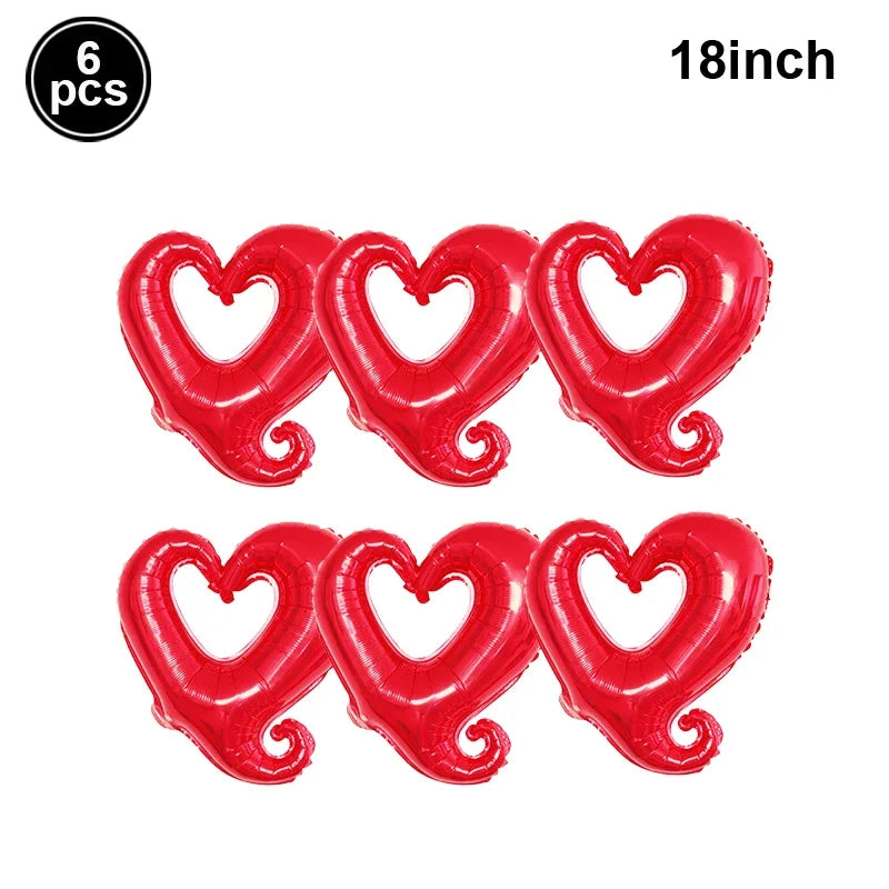 18/40inch Heart Foil Balloon Large Romantic Hook Heart Shape Helium Balloon for Valentines Day Wedding Party Decoration Supplies