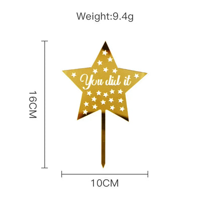 1/10pcs Gold Congratulations You Did It Grad Cake Topper Graduation Celebration  Decoration Party Supplies Baking Accessories