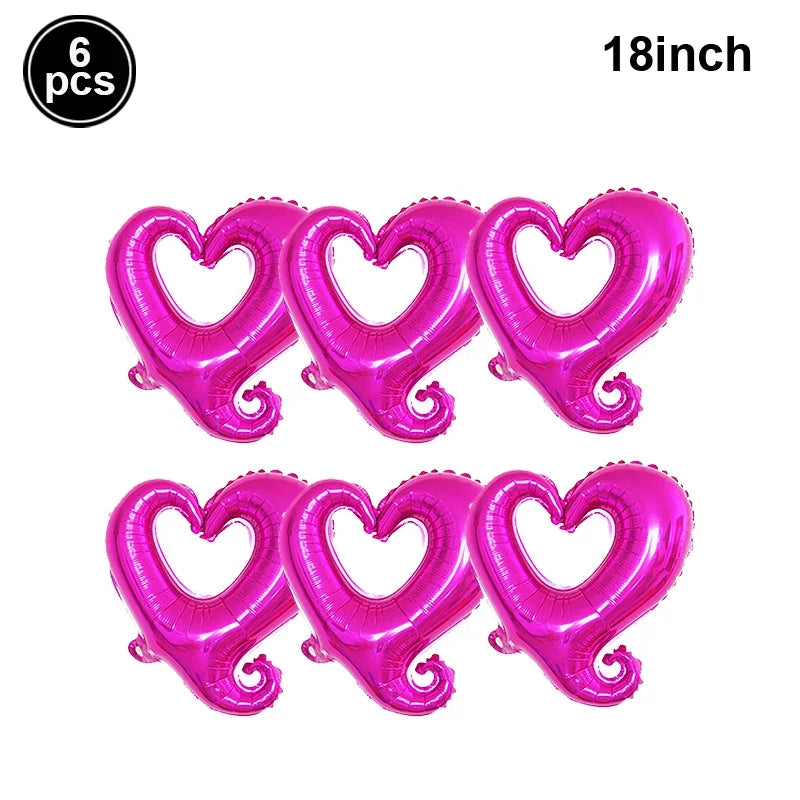 18/40inch Heart Foil Balloon Large Romantic Hook Heart Shape Helium Balloon for Valentines Day Wedding Party Decoration Supplies