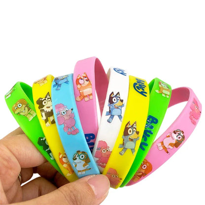 Anime Bluey Cartoon Silicone Bracelet Cute Dog Family Animated Pattern Wristband Multi-color Soft Rubber Bracelet Children Gift