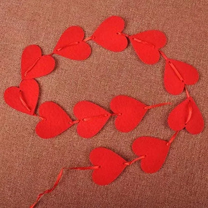 Red Heart Tassel Garlands Wedding Birthday Party Banner Hanging  String Felt Non-woven Fabric Love New Year Decoration Pendant Valentines