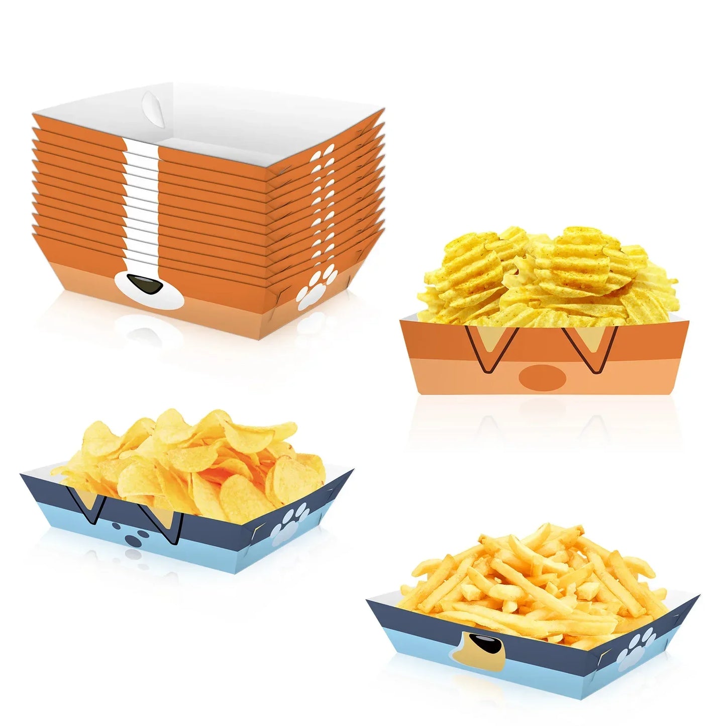 Bluey Family Theme Party Tote Bag Candy Box Gift Box Sticker Folding Paper Bag Snack Tray Popcorn Chip Box Paper Box Tableware