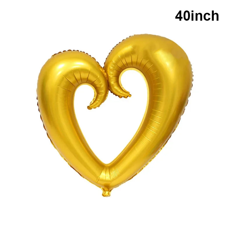 18/40inch Heart Foil Balloon Large Romantic Hook Heart Shape Helium Balloon for Valentines Day Wedding Party Decoration Supplies