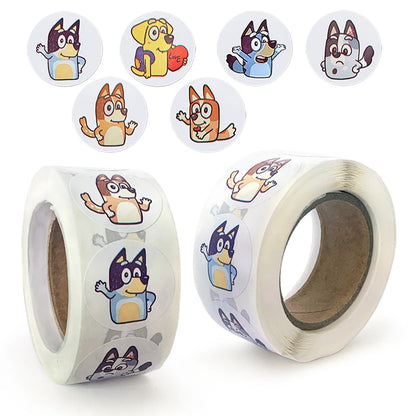 Anime Bluey Sticker Bingo Sticker Dog Sticker Cartoon Decoration Kids Album Diary Envelope Sealing Paper Tape Kids Toys