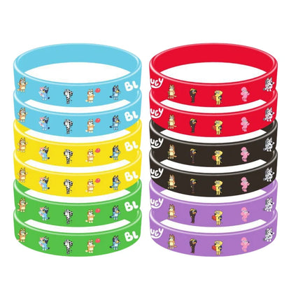 Cartoon Silicone Bracelet Bluey Family Animated Image Wristband Multi-Color Cute Dog Pattern Soft Rubber Bracelet Kid's Toy Gift