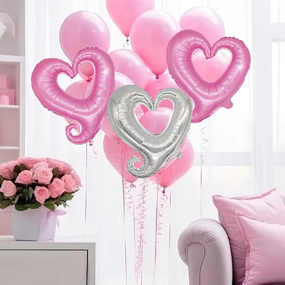 18/40inch Heart Foil Balloon Large Romantic Hook Heart Shape Helium Balloon for Valentines Day Wedding Party Decoration Supplies