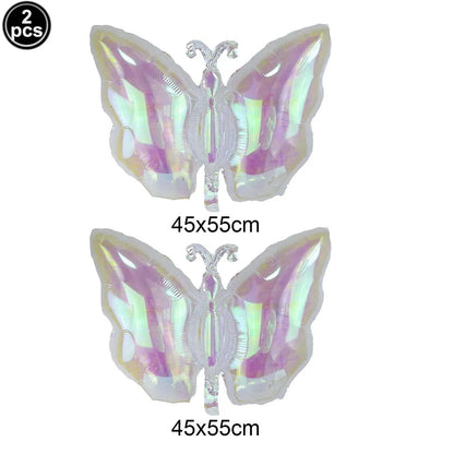 2 Pcs/Pack Butterfly Shape Foil Balloon Pink Blue Butterfly Fairy Balloon for Butterfly Party Baby Shower Wedding Birthday Decor