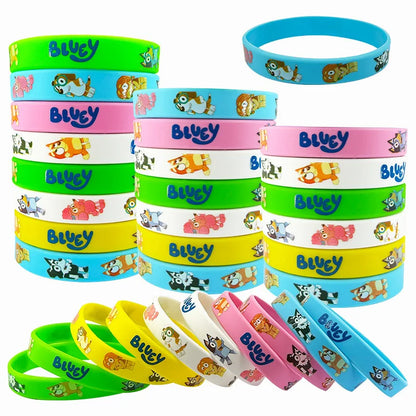 Anime Bluey Cartoon Silicone Bracelet Cute Dog Family Animated Pattern Wristband Multi-color Soft Rubber Bracelet Children Gift