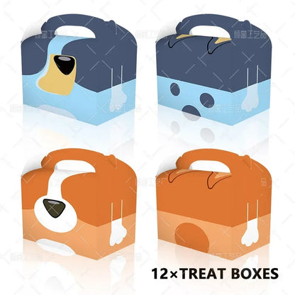 Bluey Family Theme Party Tote Bag Candy Box Gift Box Sticker Folding Paper Bag Snack Tray Popcorn Chip Box Paper Box Tableware