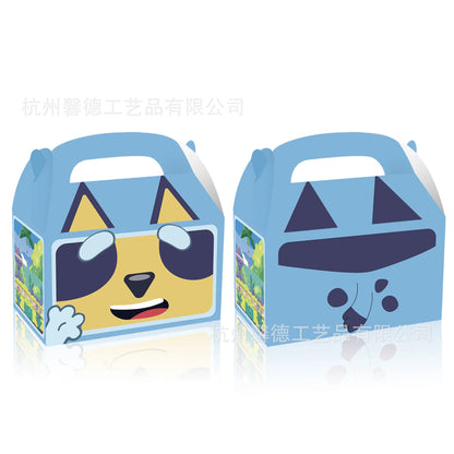 12pcs Anime Bluey 16cm Kids Birthday Party Gift Box Cute Bingo Handheld Cake Paper Box Decorations Camping Food Candy Box Gift