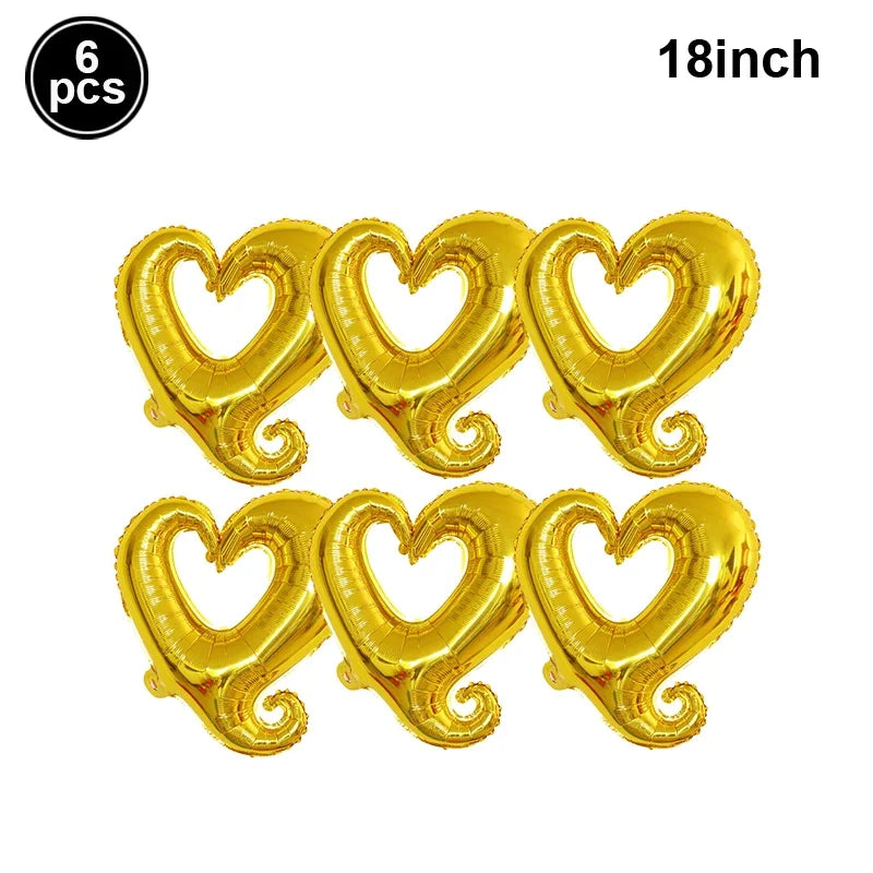 18/40inch Heart Foil Balloon Large Romantic Hook Heart Shape Helium Balloon for Valentines Day Wedding Party Decoration Supplies