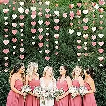 Rose Gold Party Decorations Dusty Pink Heart Garlands Paper Love Streamer for Valentines Day Anniversary Wedding Party Supplies