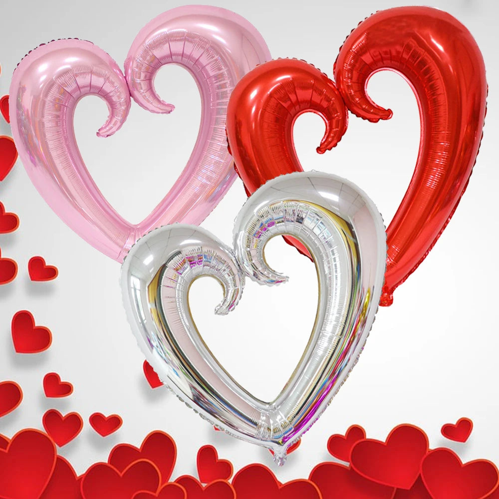 18/40inch Heart Foil Balloon Large Romantic Hook Heart Shape Helium Balloon for Valentines Day Wedding Party Decoration Supplies