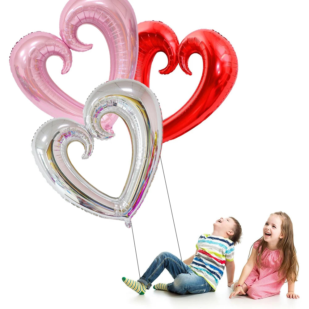 18/40inch Heart Foil Balloon Large Romantic Hook Heart Shape Helium Balloon for Valentines Day Wedding Party Decoration Supplies