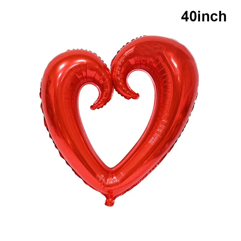 18/40inch Heart Foil Balloon Large Romantic Hook Heart Shape Helium Balloon for Valentines Day Wedding Party Decoration Supplies