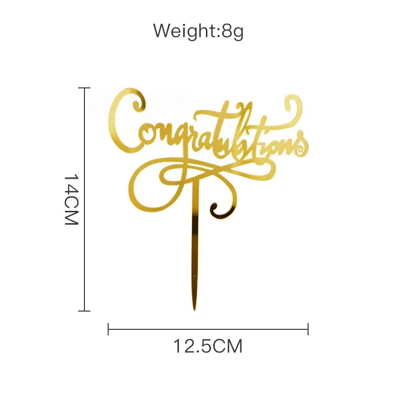 1/10pcs Gold Congratulations You Did It Grad Cake Topper Graduation Celebration  Decoration Party Supplies Baking Accessories