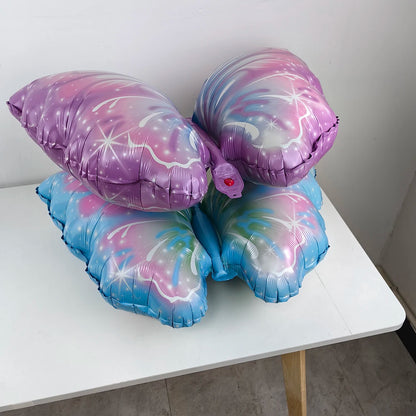 2 Pcs/Pack Butterfly Shape Foil Balloon Pink Blue Butterfly Fairy Balloon for Butterfly Party Baby Shower Wedding Birthday Decor