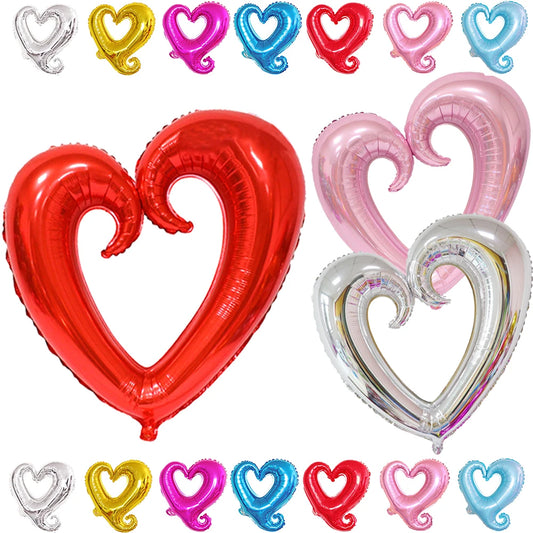 18/40inch Heart Foil Balloon Large Romantic Hook Heart Shape Helium Balloon for Valentines Day Wedding Party Decoration Supplies