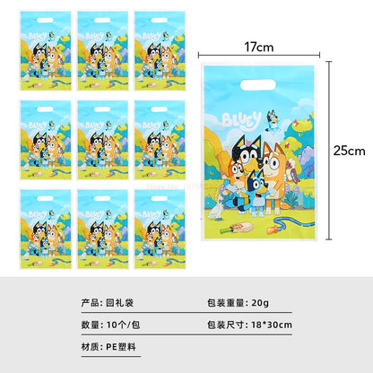 50/100pcs Cartoon Bluey blind box Gift Bag Cute Bingo Snacks Baked Self-sealing Plastic Bag Birthday Gift Packaging Handbag