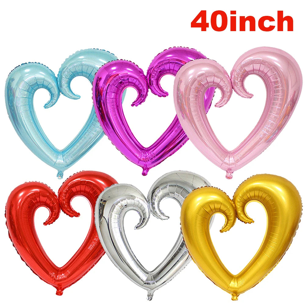 18/40inch Heart Foil Balloon Large Romantic Hook Heart Shape Helium Balloon for Valentines Day Wedding Party Decoration Supplies