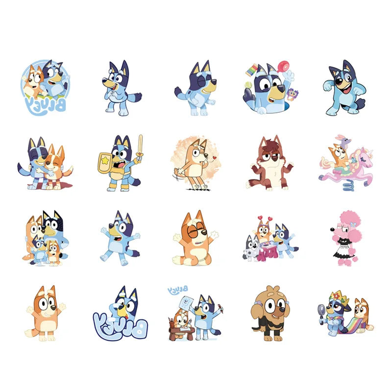 100/200pcs Bluey Tattoo Sticker Anime Cute Bingo Blue Dog Cartoon Tattoo Sticker Water Transfer Children's Birthday Party Gift