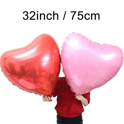 2/4Pcs Huge Heart Foil Balloons 32inch Red Large I Love Heart Shaped Helium Balloons for Engagement Wedding Valentines Day Decor