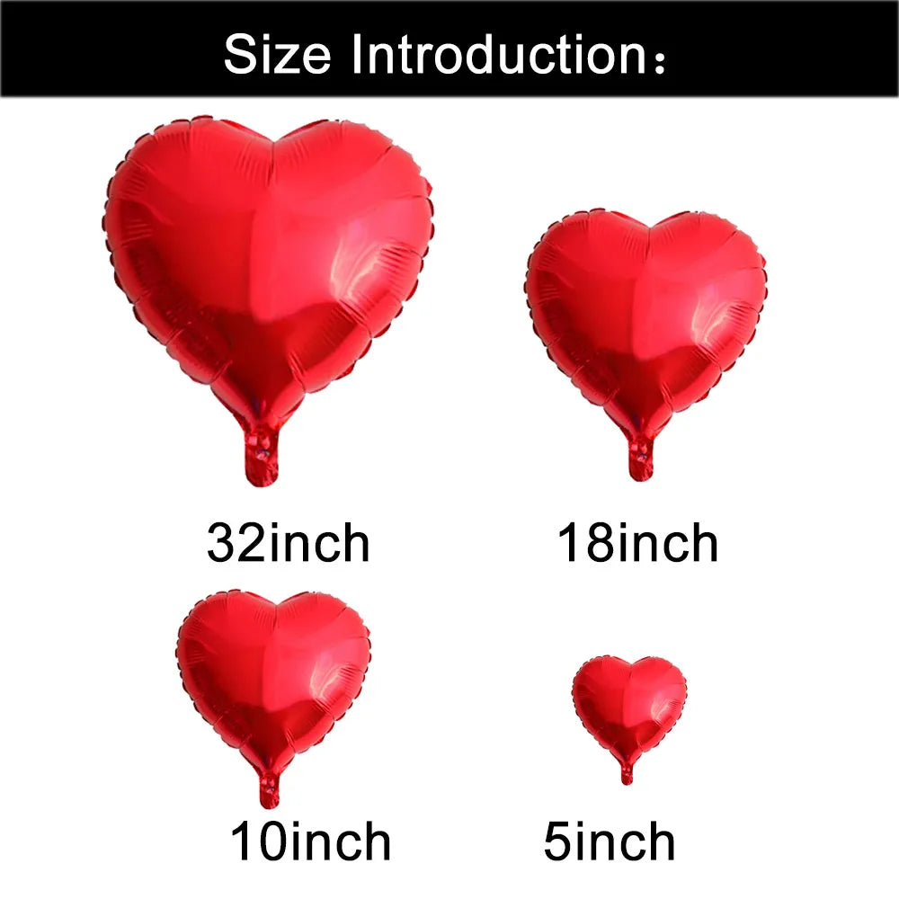 2/4Pcs Huge Heart Foil Balloons 32inch Red Large I Love Heart Shaped Helium Balloons for Engagement Wedding Valentines Day Decor