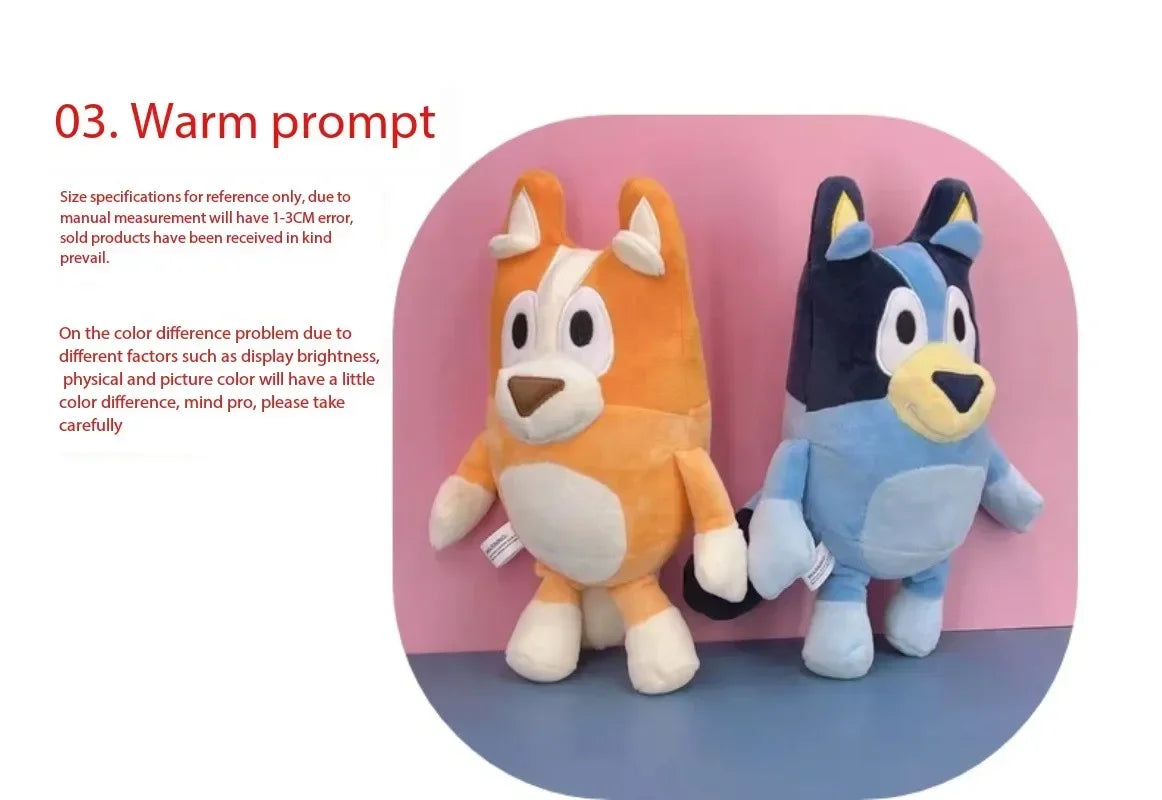 Bluey 28cm Anime Figures Family Bingo Plush Dolls Animation Peripheral Dog Dad Bandit And Mom Chilli Stuffed Toys Kids Gift