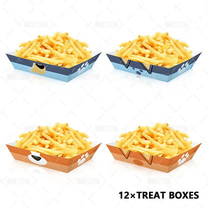 Bluey Family Theme Party Tote Bag Candy Box Gift Box Sticker Folding Paper Bag Snack Tray Popcorn Chip Box Paper Box Tableware