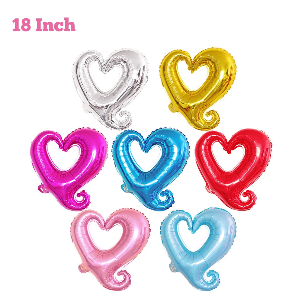 18/40inch Heart Foil Balloon Large Romantic Hook Heart Shape Helium Balloon for Valentines Day Wedding Party Decoration Supplies