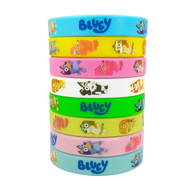 Anime Bluey Cartoon Silicone Bracelet Cute Dog Family Animated Pattern Wristband Multi-color Soft Rubber Bracelet Children Gift