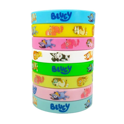 Anime Bluey Cartoon Silicone Bracelet Cute Dog Family Animated Pattern Wristband Multi-color Soft Rubber Bracelet Children Gift