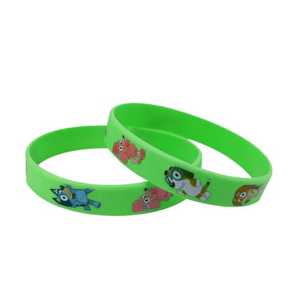 Anime Bluey Cartoon Silicone Bracelet Cute Dog Family Animated Pattern Wristband Multi-color Soft Rubber Bracelet Children Gift